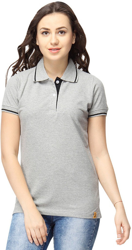 Campus Sutra Casual Short Sleeve Solid Women Grey Top