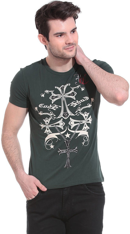 Saiints Printed Men Round Neck Green T-Shirt