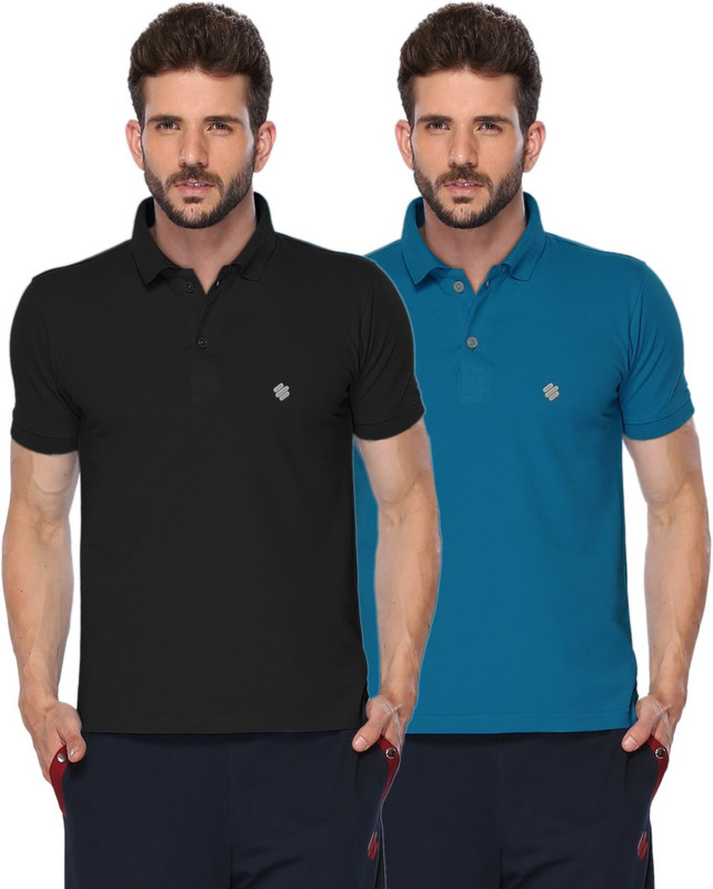 ONN Solid Men Polo Neck Black, Blue T-Shirt(Pack of 2) ONN Solid Men Polo Neck Black, Blue T-Shirt(Pack of 2)