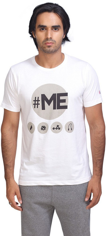 Hashtag Graphic Print Men Round Neck White T-Shirt