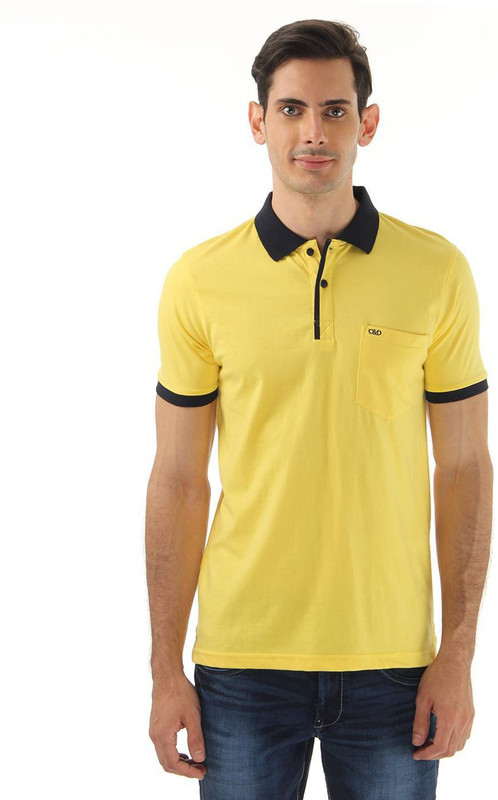 Cloak & Decker Solid Men Polo Neck Yellow T-Shirt Cloak & Decker Solid Men Polo Neck Yellow T-Shirt