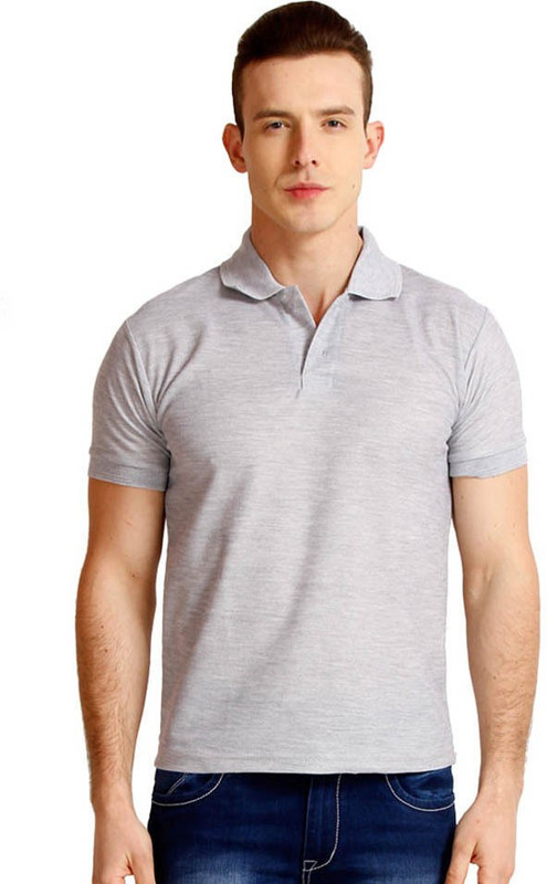 Keep Sake Solid Men Polo Neck Grey T-Shirt
