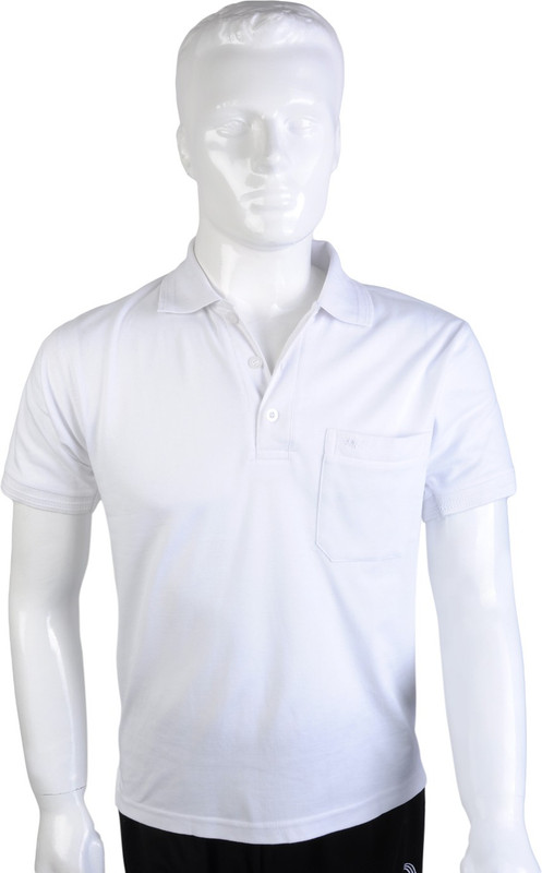 Moments Solid Men Polo Neck White T-Shirt