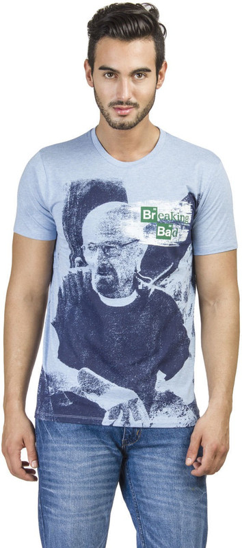 Breaking Bad Printed Men Round or Crew Blue T-Shirt