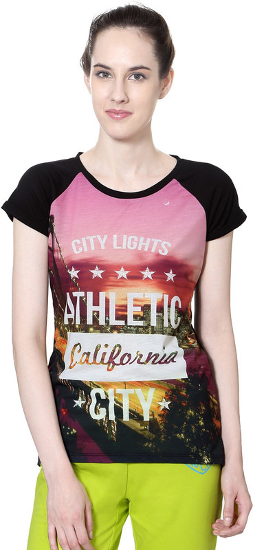 Ajile by Pantaloons Graphic Print Women Round Neck Black T-Shirt