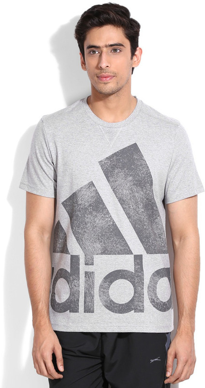 ADIDAS Printed Men Round Neck Grey T-Shirt