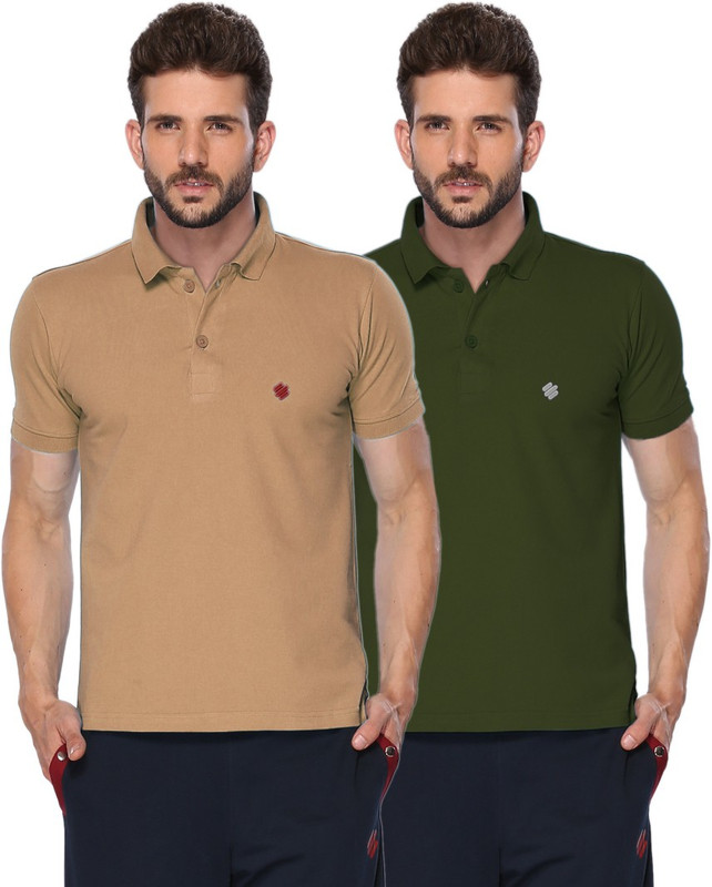 ONN Solid Men Polo Neck Brown, Green T-Shirt(Pack of 2) ONN Solid Men Polo Neck Brown, Green T-Shirt(Pack of 2)