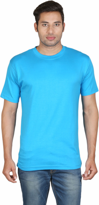 Winfield Solid Men Round Neck Blue T-Shirt
