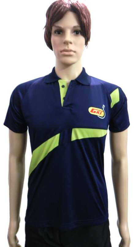 GKI Solid Men Polo Neck Dark Blue, Light Green T-Shirt