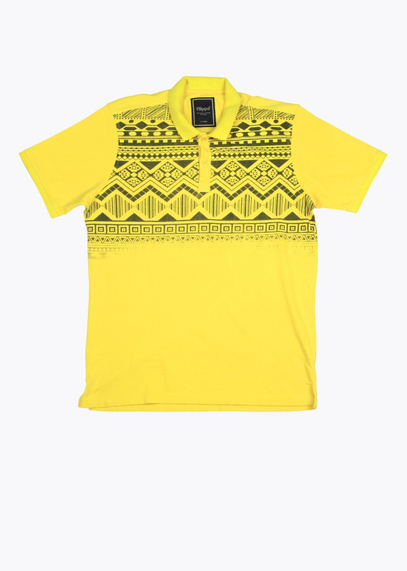 Flippd Printed Men Polo Neck Yellow T-Shirt