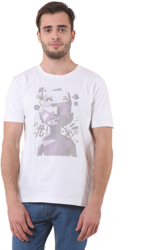 Purys Printed Men Round Neck White T-Shirt Purys Printed Men Round Neck White T-Shirt