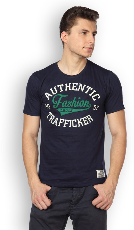 DIFFERENCE OF OPINION Graphic Print Men Round Neck Dark Blue T-Shirt