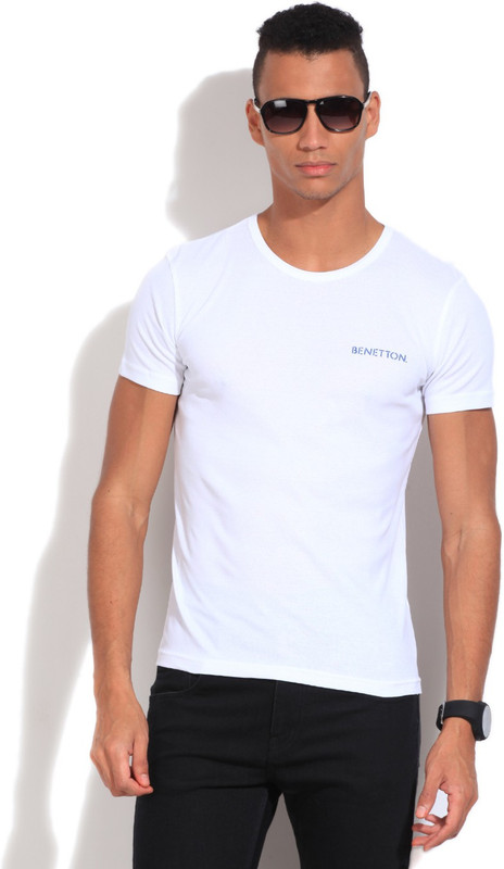 United Colors of Benetton Solid Men Round Neck White T-Shirt