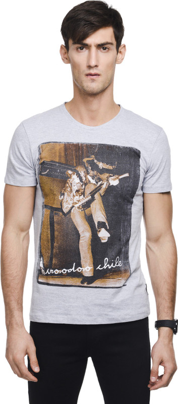Jimi Hendrix Printed Men Round or Crew White T-Shirt