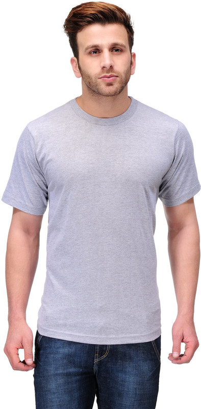 Koolpals Solid Men Round or Crew Grey T-Shirt