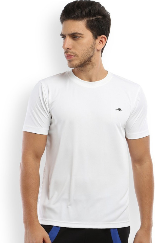 2Go Solid Men Round or Crew White T-Shirt