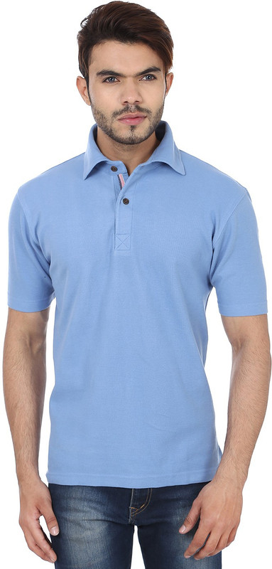 Reevolution Solid Men Polo Neck Light Blue T-Shirt