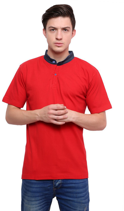 Lemon & Vodka Men Mandarin Collar Red T-Shirt