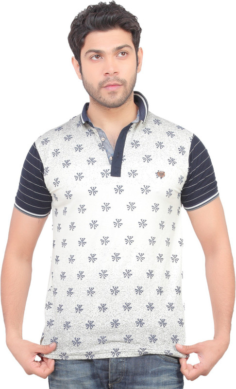 Carbone Printed Men Round Neck White T-Shirt