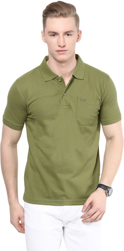 Fritzberg Solid Men Polo Neck Dark Green T-Shirt
