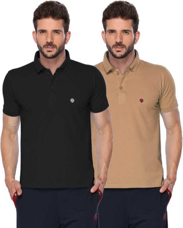 ONN Solid Men Polo Neck Black, Brown T-Shirt(Pack of 2) ONN Solid Men Polo Neck Black, Brown T-Shirt(Pack of 2)