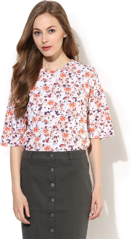 T Shirt Company Printed Women Round Neck Orange T-Shirt