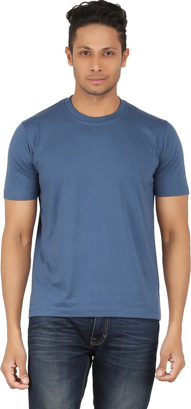 All Times Solid Men Round Neck Blue T-Shirt