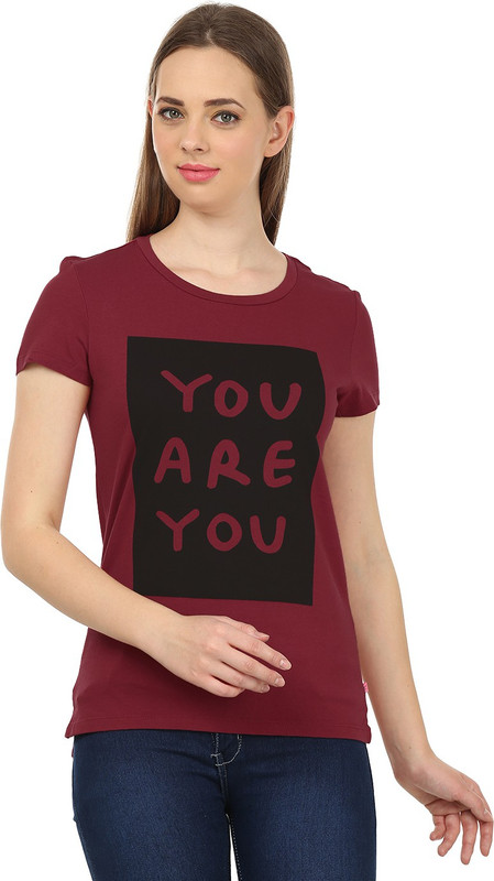 United Colors of Benetton. Printed Women Round Neck Red, Black T-Shirt