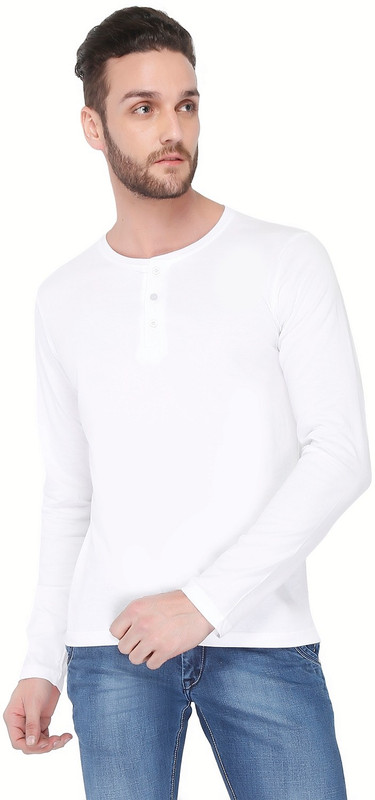 Dennis Lingo Solid Men Round Neck White T-Shirt