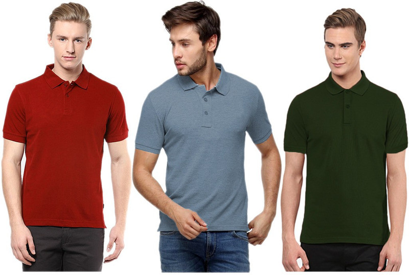 Gold Axe Solid Men Polo Neck Red, Light Blue, Green T-Shirt(Pack of 3) Gold Axe Solid Men Polo Neck Red, Light Blue, Green T-Shirt(Pack of 3)