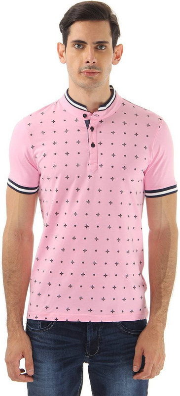 Cloak & Decker Printed Men Polo Neck Pink T-Shirt Cloak & Decker Printed Men Polo Neck Pink T-Shirt