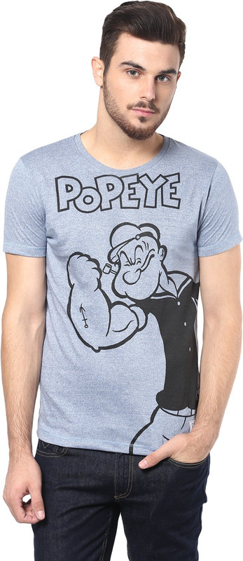 Henry and Smith Printed Men Round Neck Light Blue T-Shirt Henry and Smith Printed Men Round Neck Light Blue T-Shirt