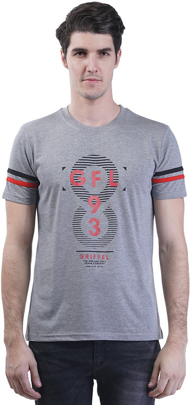 Griffel Solid Men Round Neck Grey T-Shirt