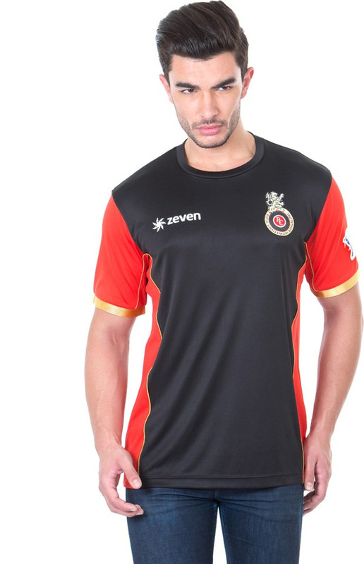 Royal Challengers Bangalore Solid Men Round Neck Black T-Shirt