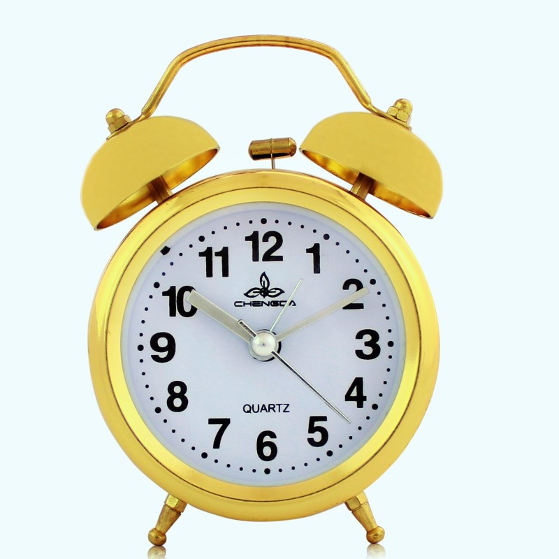 Fiesta Chengdu Golden Alarm Analog Golden, Black Clock