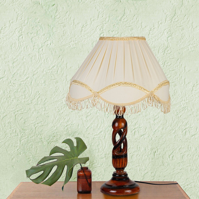 Yashasvi Veronica Beige White Table Lamp(45 cm, White, Yellow)