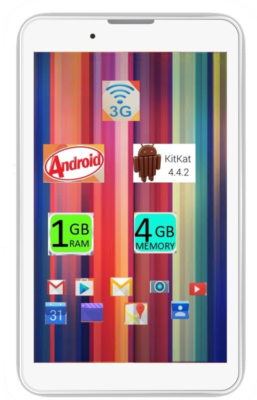 I Kall IK1 (1+8GB) Dual Sim Calling Table 8 GB 7 inch with Wi-Fi+3G Tablet (White) RS.4999 (42.00% Off) - Flipkart
