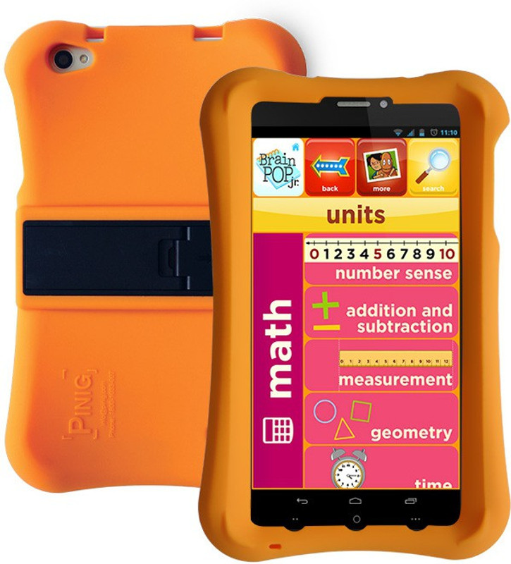 Pinig Kids Smart Tablet 6 to 8 with Orange Bumper 8 GB 6.9 inch with Wi-Fi+3G Tablet (Silver & Black)