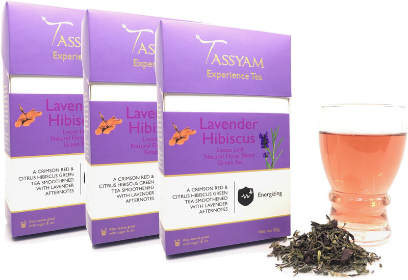 Tassyam Tassyam Lavender Hibiscus Green Tea Darjeeling Handmade 150 grams (3x 50g), Pack of 3 Lavender, Hibiscus Tea Box(150 g)