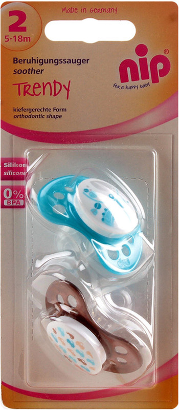 Nip Trendy Silicone Soothers (5 - 18 Months) - 2 Pack Soother(Multicolor)