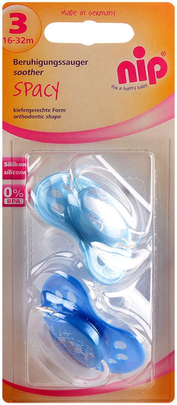 Nip Spacy Silicone Soothers (16 - 32 Months) - 2 Pack Soother(Multicolor)