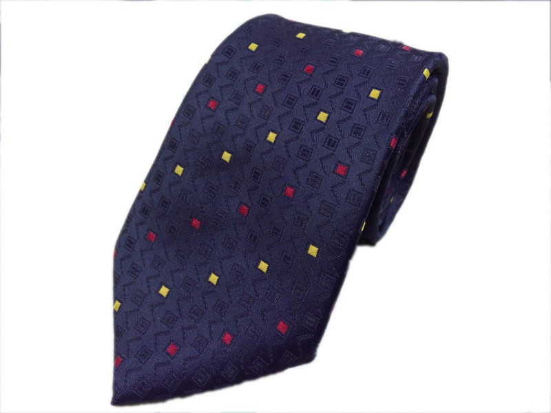 Blacksmithh Classic Navy Blue Dots Self Design Men Tie