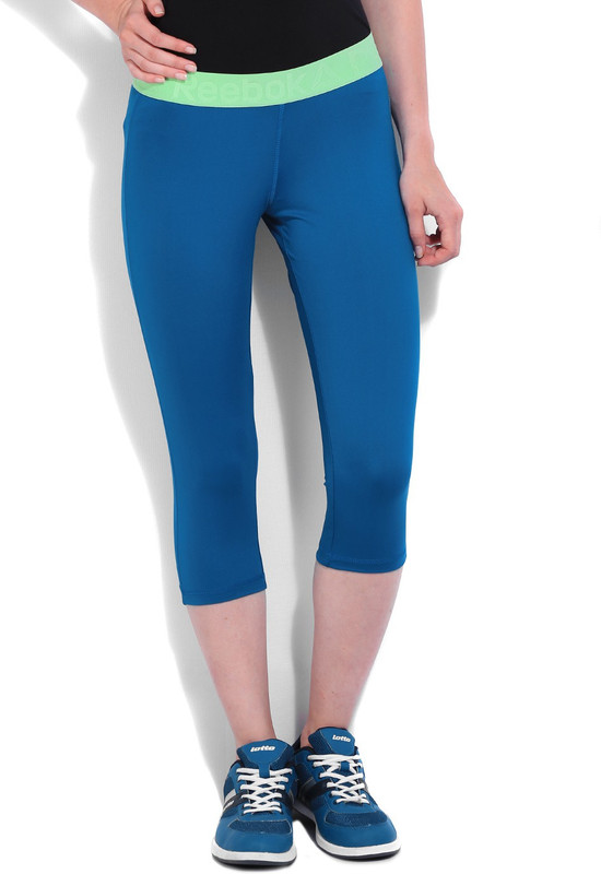 REEBOK Solid Women Blue Tights REEBOK Solid Women Blue Tights