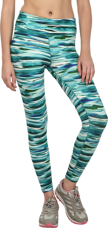 Fitrr Printed Women Green, White Tights Fitrr Printed Women Green, White Tights