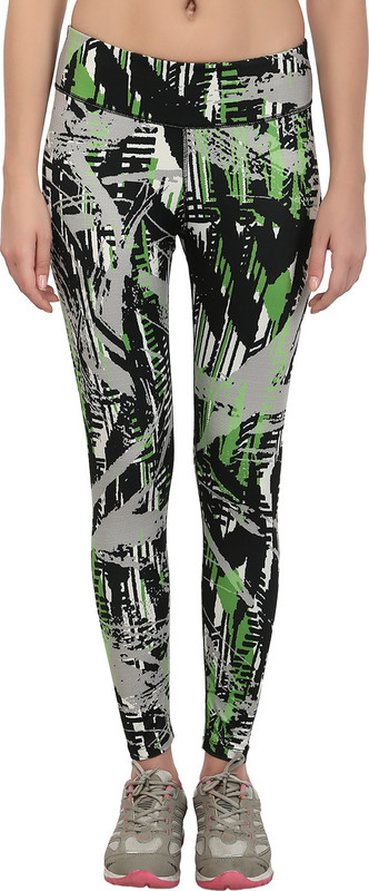 Fitrr Printed Women Black, Grey Tights Fitrr Printed Women Black, Grey Tights