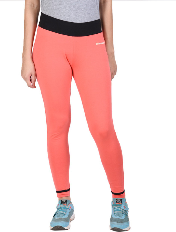 Onesport Solid Women Orange Tights Onesport Solid Women Orange Tights