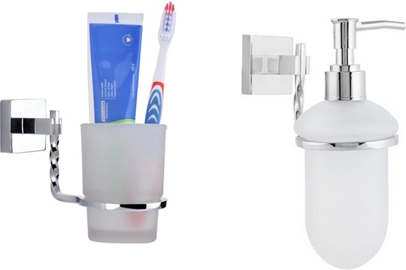 dispodecor Brass, Glass Toothbrush Holder(Silver, Wall Mount)