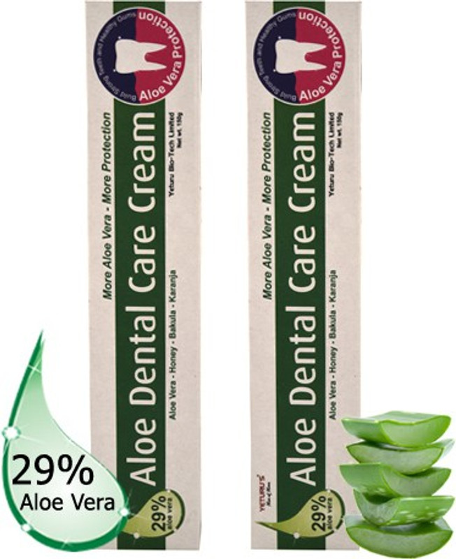 Yeturu's Aloe Dental Care Cream (Aloe Vera 29%) 150gms (pack of 2nos)(300 g, Pack of 2)