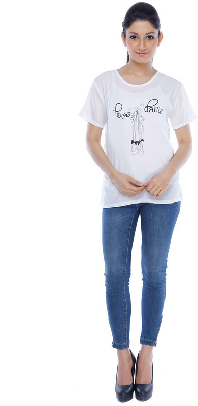 3NH Casual Short Sleeve Self Design Women White Top