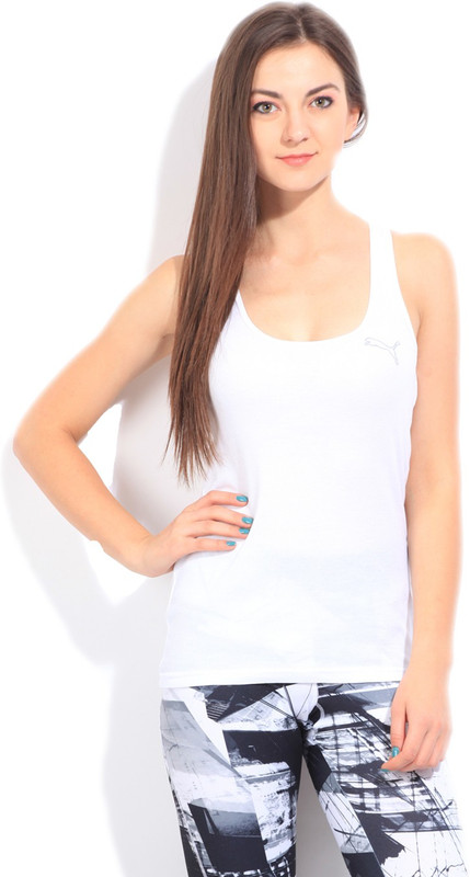 Puma Casual Sleeveless Solid Women White Top
